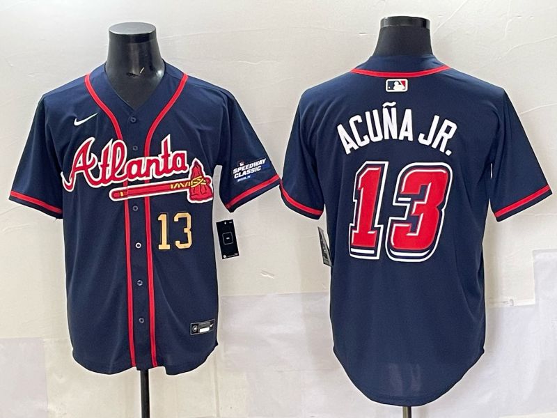 Men Atlanta Braves #13 Acuna jr Drak Blue Nike 2025 MLB Jersey style 05->atlanta braves->MLB Jersey